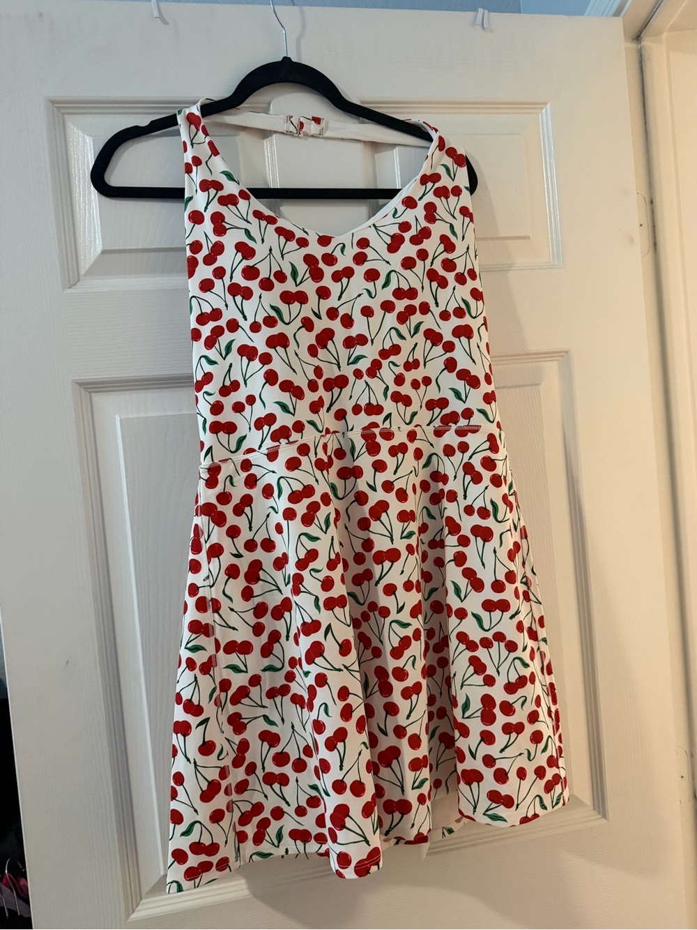 Fabletics White Dress with Red Cherry Print